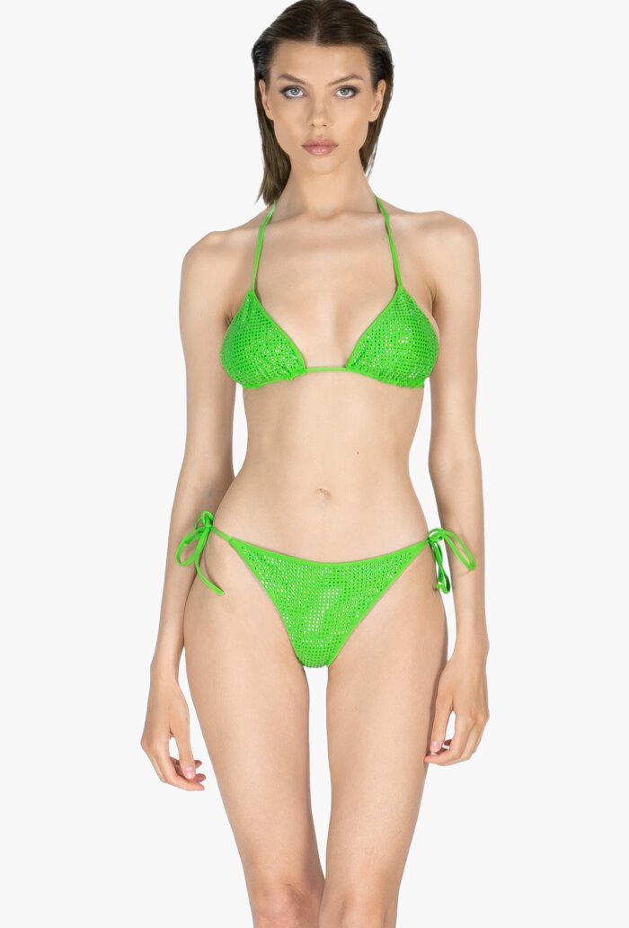 Apple green rhinestone bikini