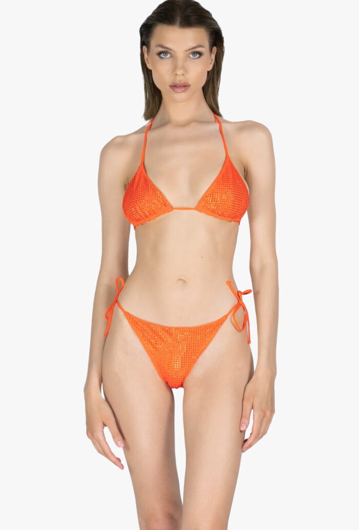 Orange rhinestone bikini